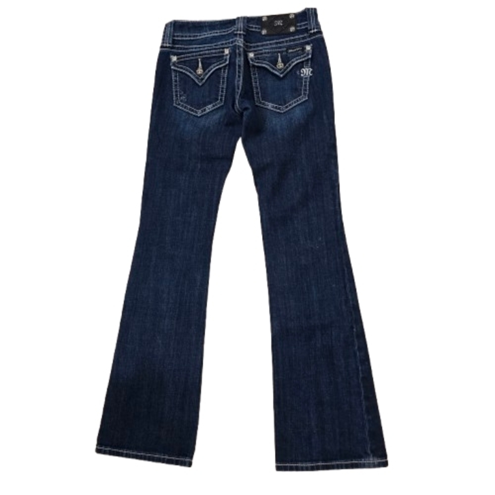 Miss Me Women's Denim Blue Jean 27x33.5 Dark Wash Low Rise Bootcut Stretch Y2k